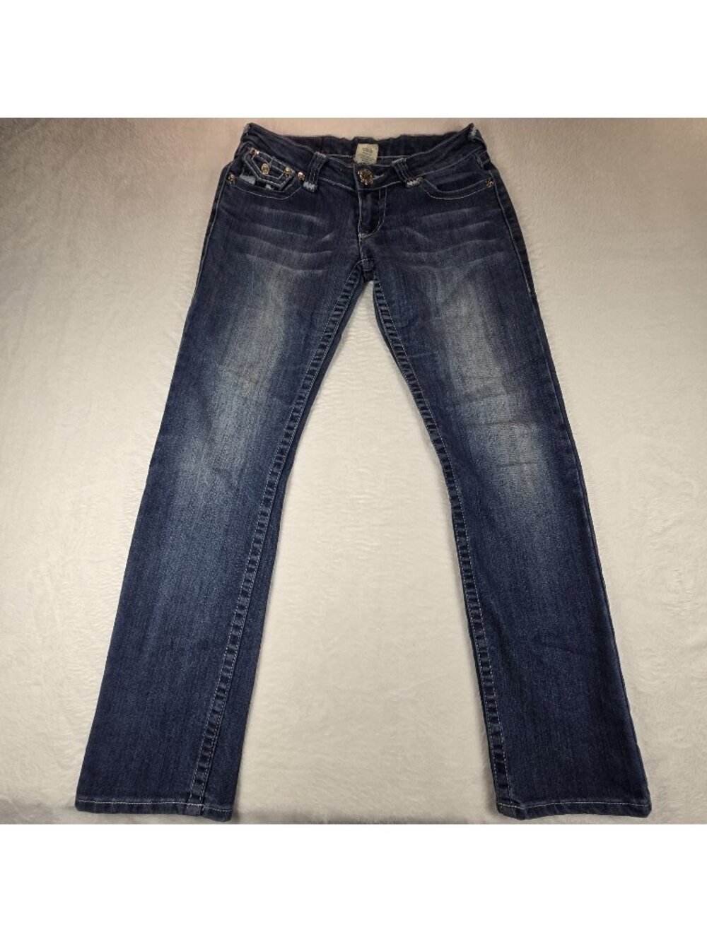 True Religion Joey Super T Jeans Women Sz 26 USA Bootcut Flare Flap Pocket Y2K